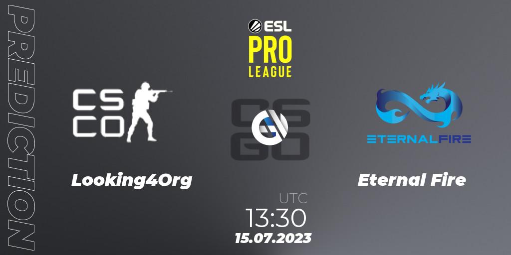 Prognose für das Spiel Looking4Org VS Eternal Fire. 15.07.23. CS2 (CS:GO) - ESL Pro League Season 18: European Conference