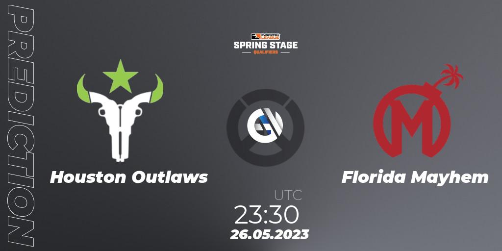 Prognose für das Spiel Houston Outlaws VS Florida Mayhem. 26.05.23. Overwatch - OWL Stage Qualifiers Spring 2023 West