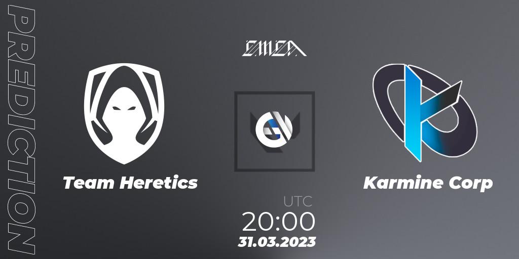 Prognose für das Spiel Team Heretics VS Karmine Corp. 31.03.23. VALORANT - VCT 2023: EMEA League - Regular Season