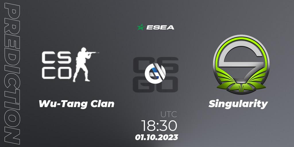 Prognose für das Spiel Wu-Tang Clan VS Singularity. 01.10.23. CS2 (CS:GO) - ESEA Advanced Season 46 Europe