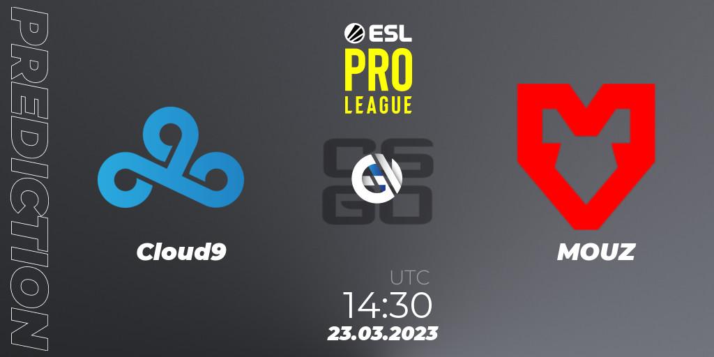 Prognose für das Spiel Cloud9 VS MOUZ. 23.03.23. CS2 (CS:GO) - ESL Pro League Season 17