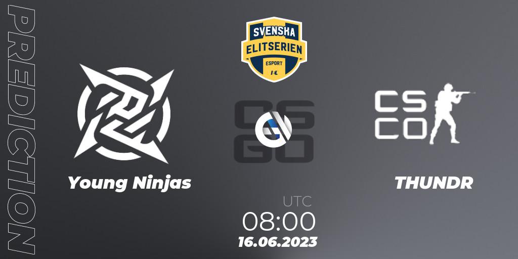 Prognose für das Spiel Young Ninjas VS THUNDR Esports. 16.06.23. CS2 (CS:GO) - Svenska Elitserien Spring 2023