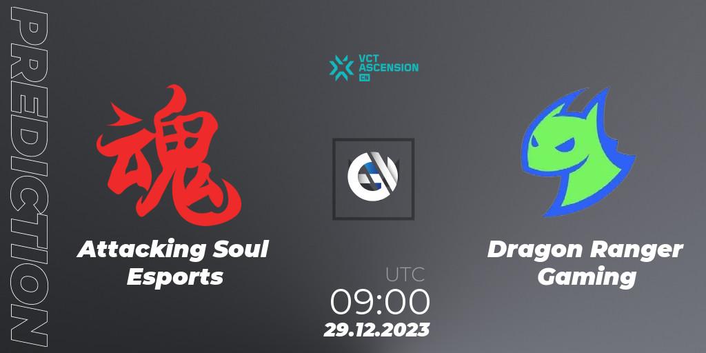 Prognose für das Spiel Attacking Soul Esports VS Dragon Ranger Gaming. 29.12.23. VALORANT - VALORANT China Ascension 2023