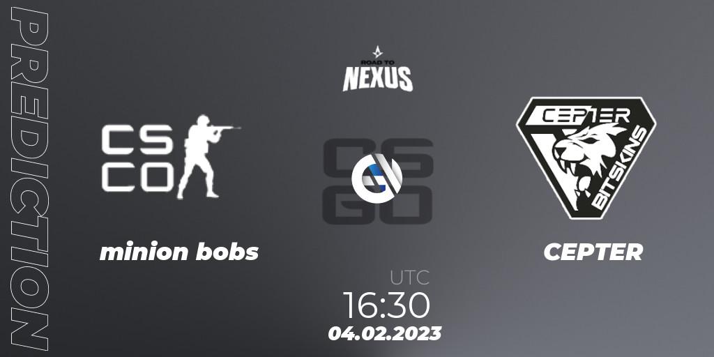 Prognose für das Spiel minion bobs VS Alpha Gaming. 04.02.23. CS2 (CS:GO) - Road to Astralis Nexus 4