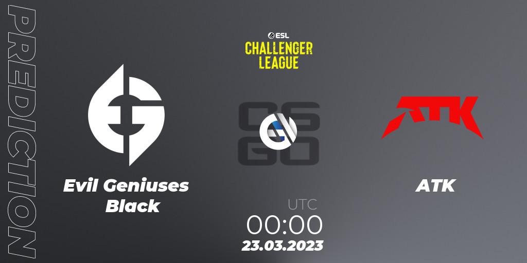 Prognose für das Spiel Evil Geniuses Black VS ATK. 23.03.23. CS2 (CS:GO) - ESL Challenger League Season 44: North America