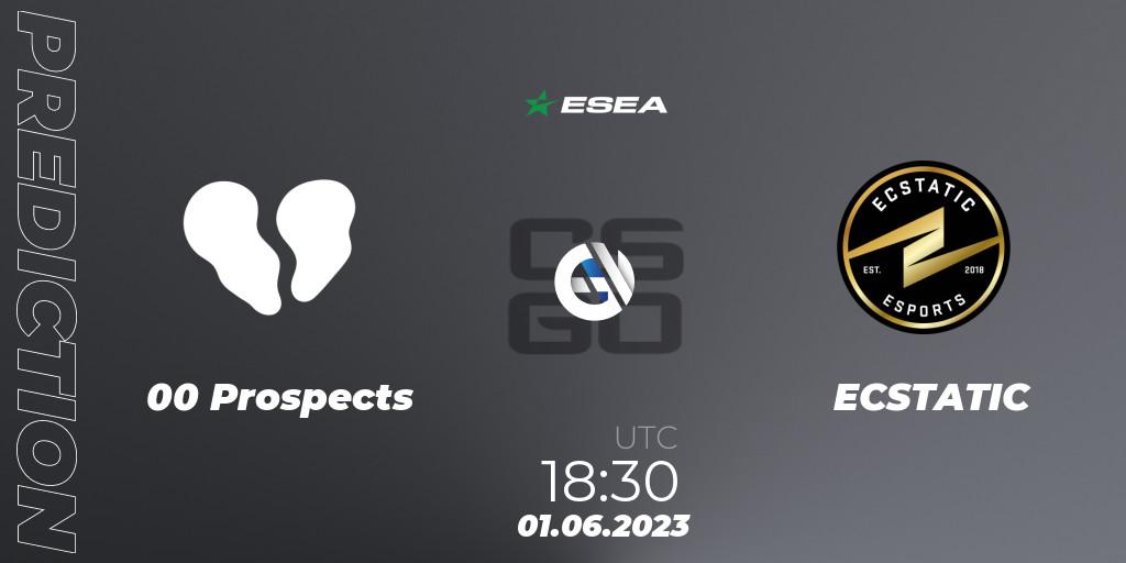 Prognose für das Spiel 00 Prospects VS ECSTATIC. 01.06.23. CS2 (CS:GO) - ESEA Advanced Season 45 Europe