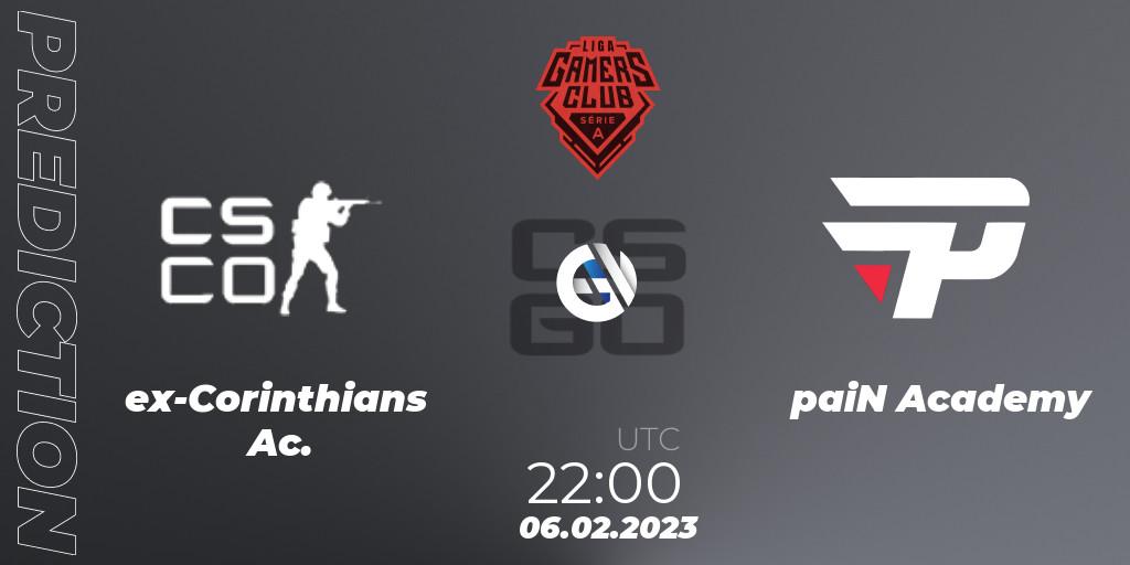 Prognose für das Spiel ex-Corinthians Ac. VS paiN Academy. 06.02.23. CS2 (CS:GO) - Gamers Club Liga Série A: January 2023