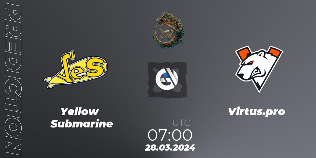 Prognose für das Spiel Yellow Submarine VS Virtus.pro. 28.03.24. Dota 2 - PGL Wallachia Season 1: Eastern Europe Closed Qualifier