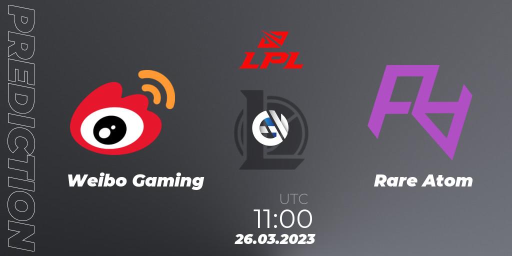 Prognose für das Spiel Weibo Gaming VS Rare Atom. 26.03.23. LoL - LPL Spring 2023 - Group Stage