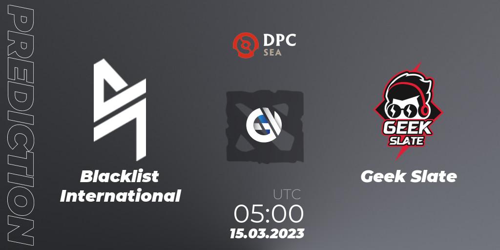 Prognose für das Spiel Blacklist International VS Geek Slate. 27.03.23. Dota 2 - DPC 2023 Tour 2: SEA Division I (Upper)