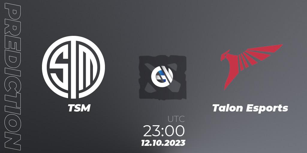 Prognose für das Spiel TSM VS Talon Esports. 13.10.23. Dota 2 - The International 2023 - Group Stage