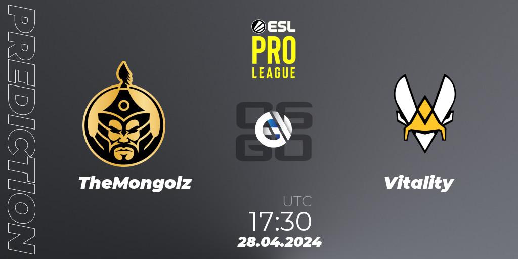 Prognose für das Spiel TheMongolz VS Vitality. 28.04.24. CS2 (CS:GO) - ESL Pro League Season 19