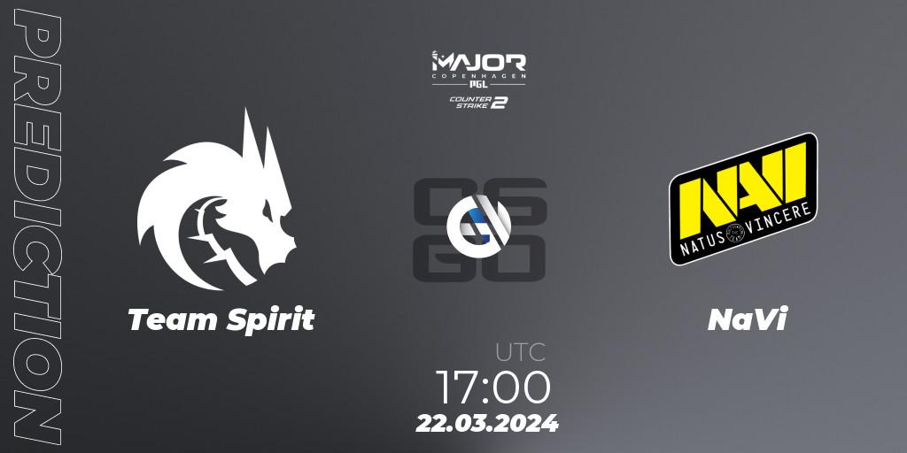 Prognose für das Spiel Team Spirit VS NaVi. 22.03.24. CS2 (CS:GO) - PGL CS2 Major Copenhagen 2024