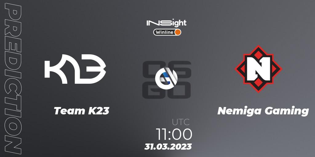 Prognose für das Spiel Team K23 VS Nemiga Gaming. 31.03.23. CS2 (CS:GO) - Winline Insight Season 3
