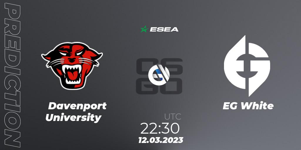 Prognose für das Spiel Davenport University VS EG White. 12.03.23. CS2 (CS:GO) - ESEA Season 44: Advanced Division - Europe