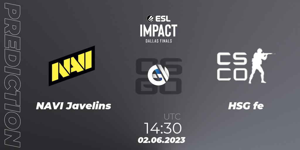 Prognose für das Spiel NAVI Javelins VS HSG. 02.06.23. CS2 (CS:GO) - ESL Impact League Season 3
