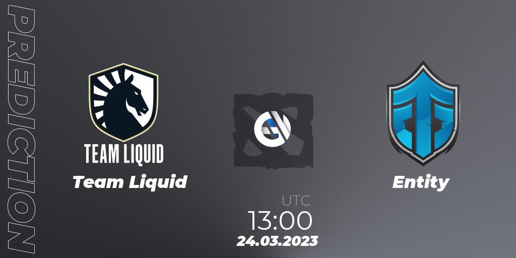 Prognose für das Spiel Team Liquid VS Entity. 24.03.23. Dota 2 - DPC 2023 Tour 2: WEU Division I (Upper)