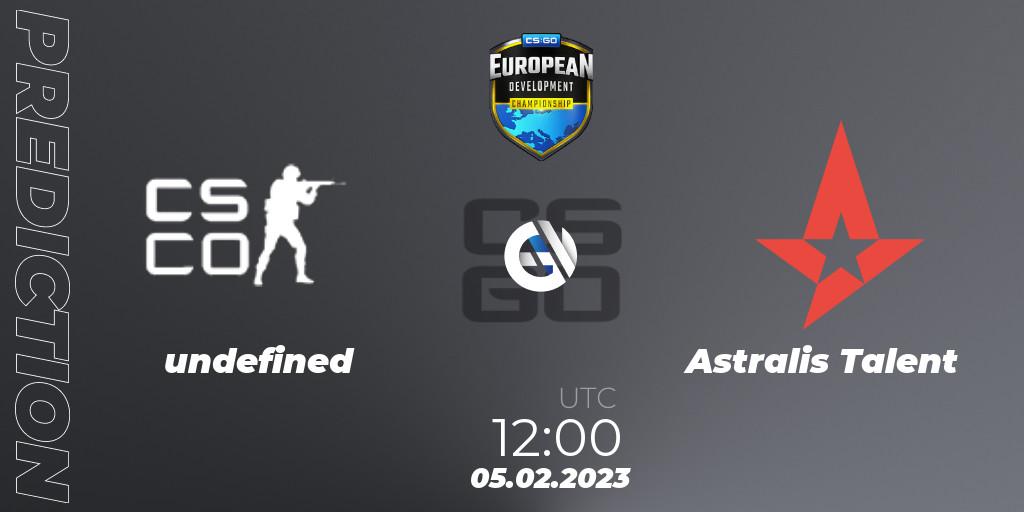 Prognose für das Spiel undefined VS Astralis Talent. 05.02.23. CS2 (CS:GO) - European Development Championship 7 Closed Qualifier