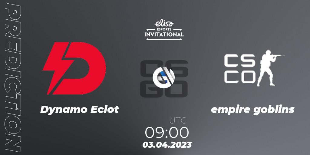 Prognose für das Spiel Dynamo Eclot VS empire goblins. 03.04.23. CS2 (CS:GO) - Elisa Invitational Spring 2023 Contenders