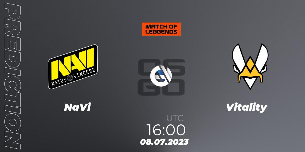 Prognose für das Spiel NaVi VS Vitality. 08.07.23. CS2 (CS:GO) - Match of LeGGends