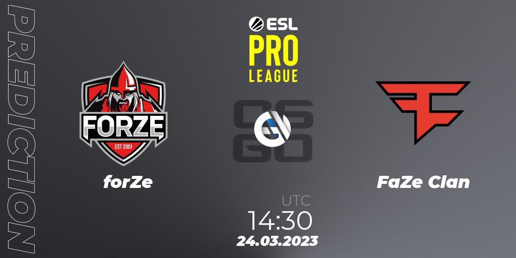 Prognose für das Spiel forZe VS FaZe Clan. 24.03.23. CS2 (CS:GO) - ESL Pro League Season 17
