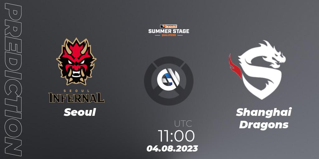 Prognose für das Spiel Seoul VS Shanghai Dragons. 04.08.23. Overwatch - Overwatch League 2023 - Summer Stage Qualifiers