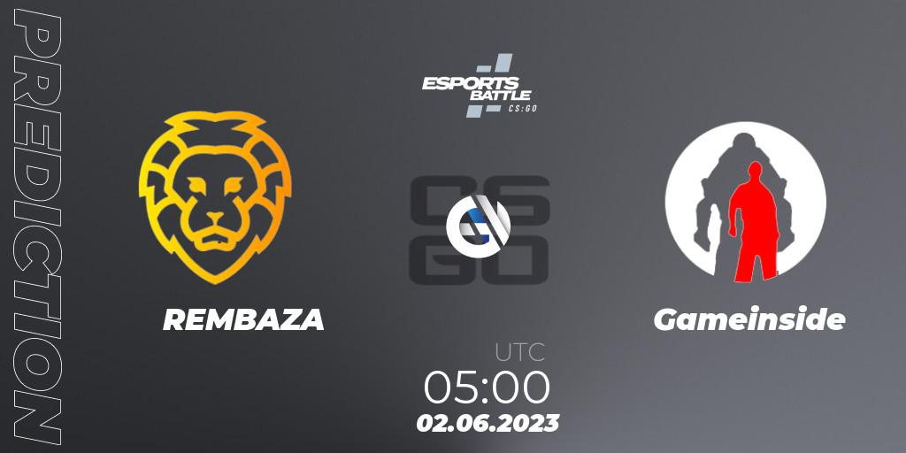 Prognose für das Spiel REMBAZA VS Gameinside. 02.06.23. CS2 (CS:GO) - ESportsBattle Season 20