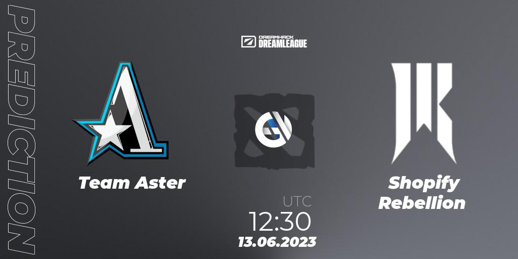 Prognose für das Spiel Team Aster VS Shopify Rebellion. 13.06.23. Dota 2 - DreamLeague Season 20 - Group Stage 1