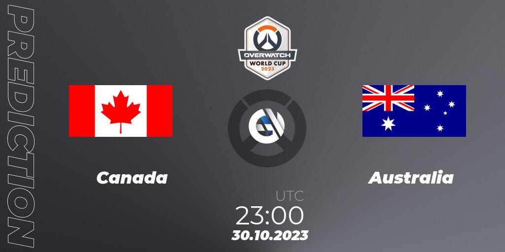 Prognose für das Spiel Canada VS Australia. 30.10.23. Overwatch - Overwatch World Cup 2023