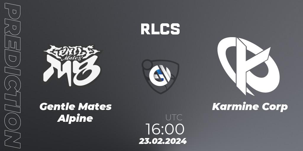 Prognose für das Spiel Gentle Mates Alpine VS Karmine Corp. 23.02.24. Rocket League - RLCS 2024 - Major 1: Europe Open Qualifier 2