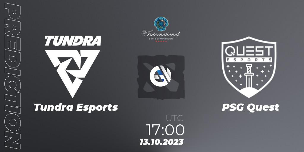 Prognose für das Spiel Tundra Esports VS PSG Quest. 13.10.23. Dota 2 - The International 2023 - Group Stage