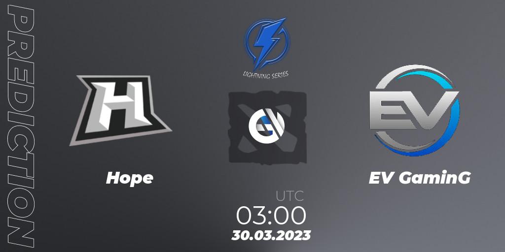 Prognose für das Spiel Hope VS EV GaminG. 30.03.23. Dota 2 - Lightning Series
