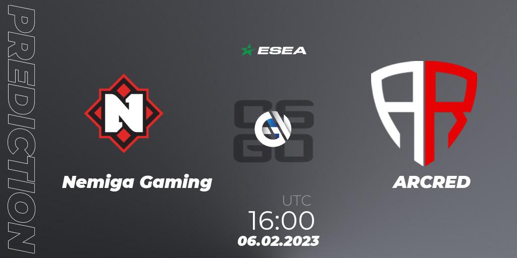 Prognose für das Spiel Nemiga Gaming VS ARCRED. 06.02.23. CS2 (CS:GO) - ESEA Season 44: Advanced Division - Europe