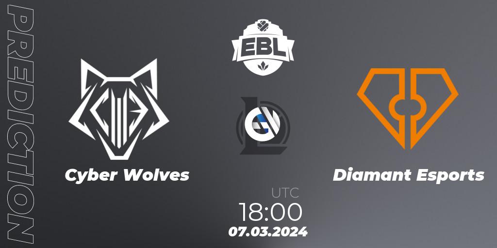Prognose für das Spiel Cyber Wolves VS Diamant Esports. 07.03.24. LoL - Esports Balkan League Season 14