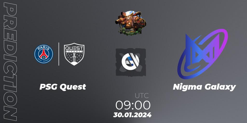 Prognose für das Spiel PSG Quest VS Nigma Galaxy. 30.01.24. Dota 2 - ESL One Birmingham 2024: MENA Closed Qualifier
