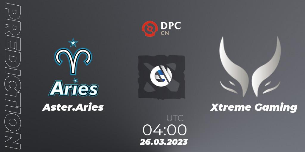 Prognose für das Spiel Aster.Aries VS Xtreme Gaming. 26.03.23. Dota 2 - DPC 2023 Tour 2: China Division I (Upper)