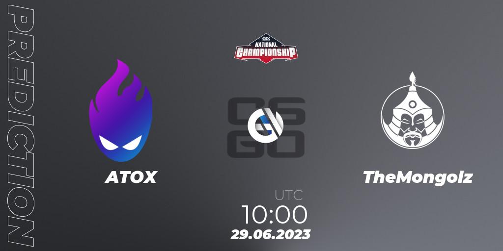 Prognose für das Spiel ATOX VS TheMongolz. 29.06.23. CS2 (CS:GO) - ESN National Championship 2023