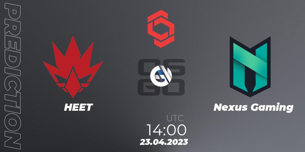 Prognose für das Spiel HEET VS Nexus Gaming. 23.04.23. CS2 (CS:GO) - CCT Central Europe Series #6