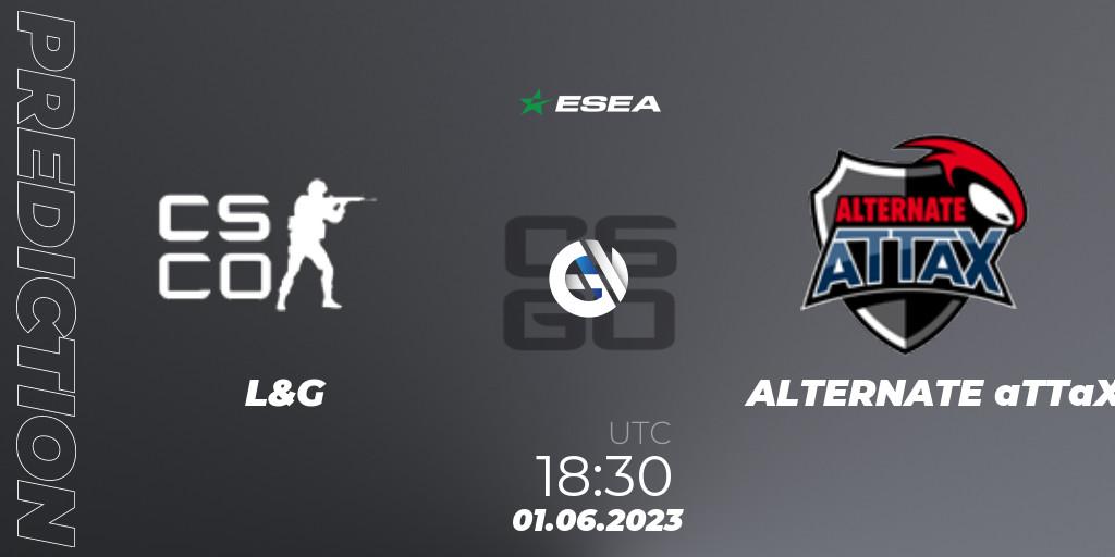 Prognose für das Spiel L&G VS ALTERNATE aTTaX. 01.06.23. CS2 (CS:GO) - ESEA Advanced Season 45 Europe