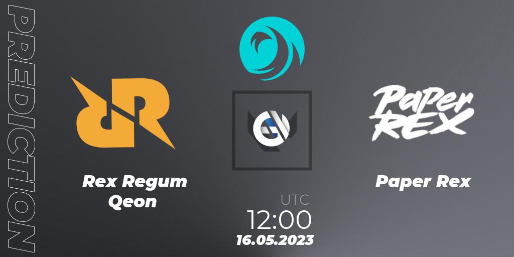 Prognose für das Spiel Rex Regum Qeon VS Paper Rex. 16.05.23. VALORANT - VCT 2023: Pacific League