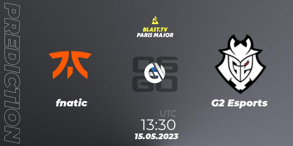 Prognose für das Spiel fnatic VS G2 Esports. 15.05.23. CS2 (CS:GO) - BLAST Paris Major 2023