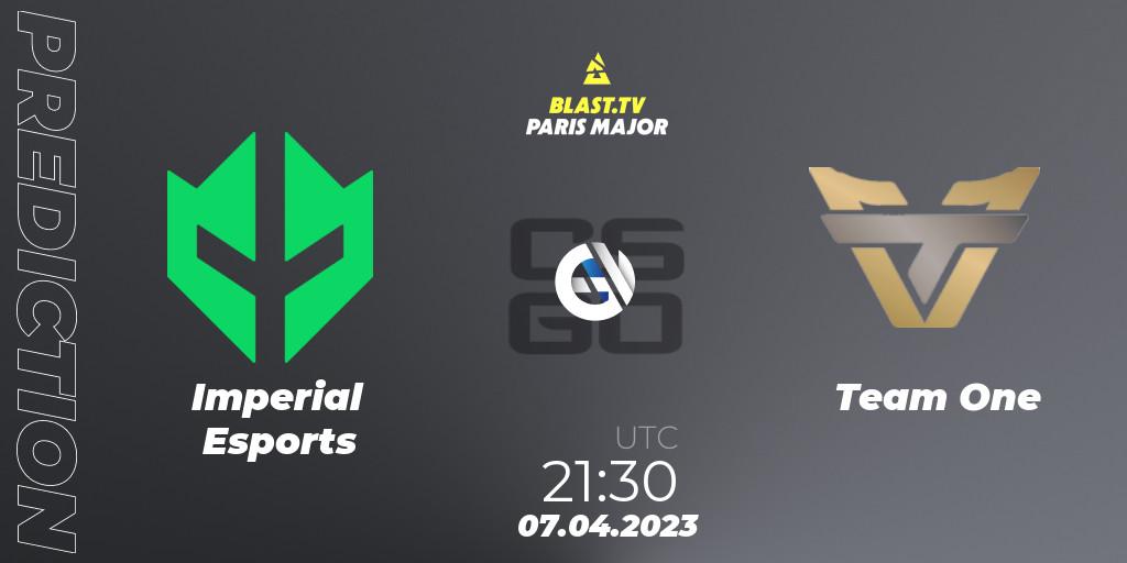 Prognose für das Spiel Imperial Esports VS Team One. 07.04.23. CS2 (CS:GO) - BLAST.tv Paris Major 2023 Americas RMR