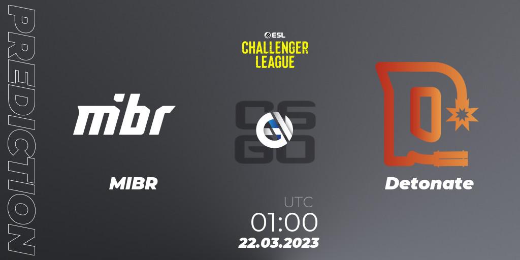 Prognose für das Spiel MIBR VS Detonate. 22.03.23. CS2 (CS:GO) - ESL Challenger League Season 44: North America
