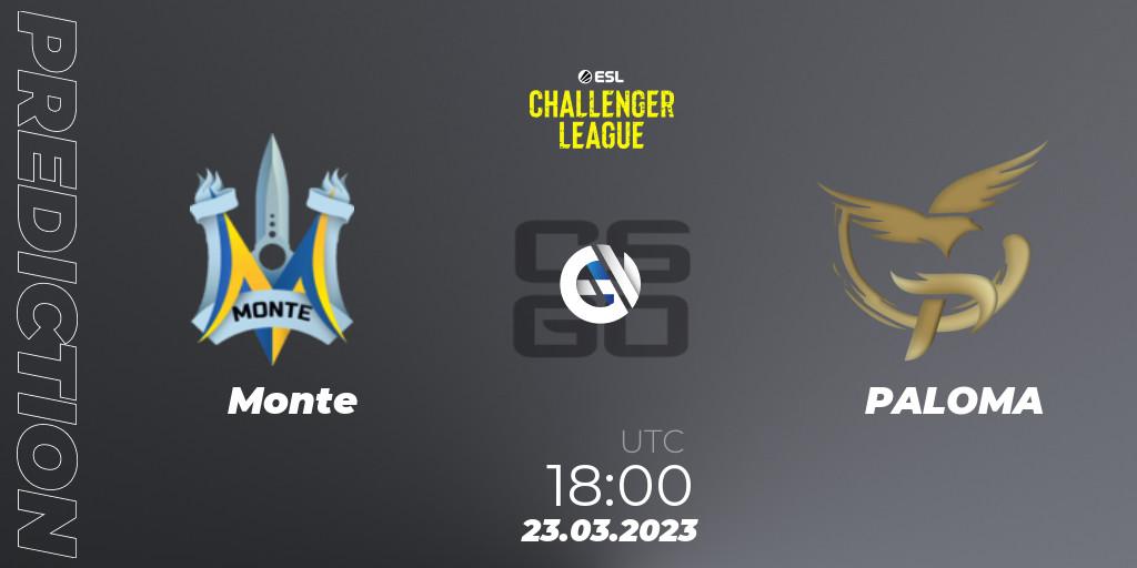 Prognose für das Spiel Monte VS PALOMA. 23.03.23. CS2 (CS:GO) - ESL Challenger League Season 44: Europe
