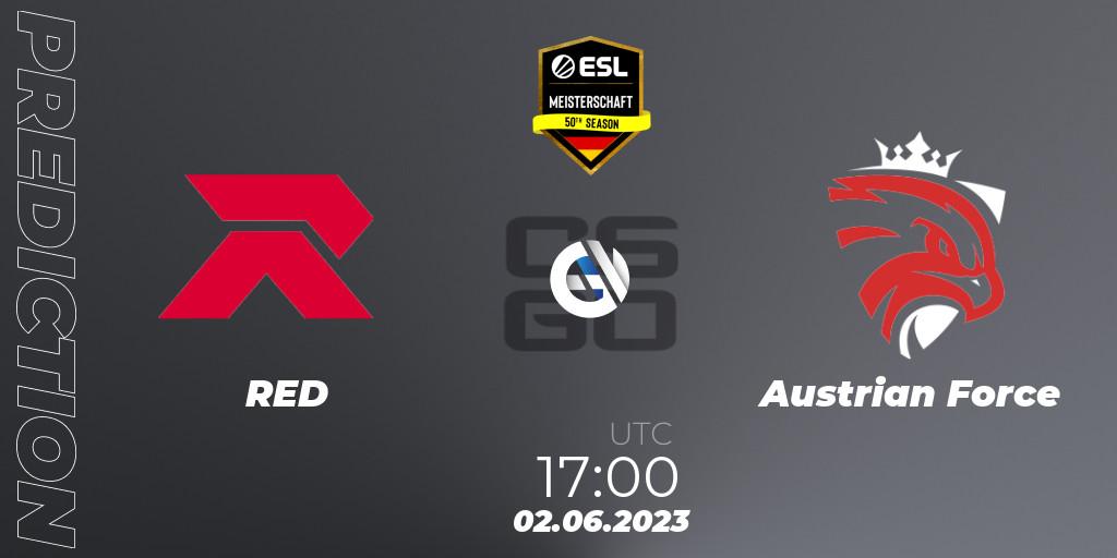 Prognose für das Spiel RED VS Austrian Force. 02.06.23. CS2 (CS:GO) - ESL Meisterschaft Spring 2023: Relegation
