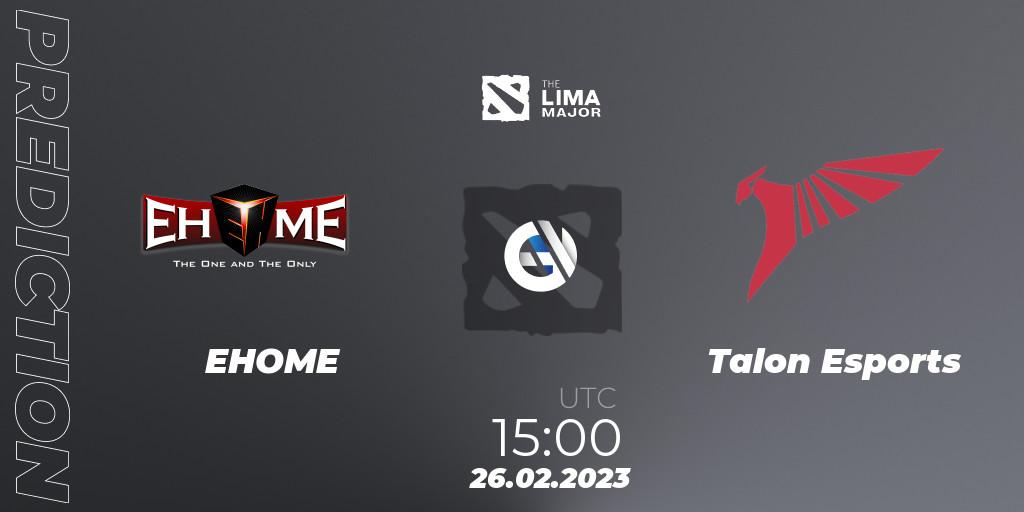 Prognose für das Spiel EHOME VS Talon Esports. 26.02.23. Dota 2 - The Lima Major 2023