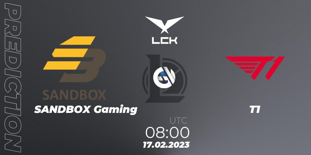 Prognose für das Spiel SANDBOX Gaming VS T1. 17.02.23. LoL - LCK Spring 2023 - Group Stage