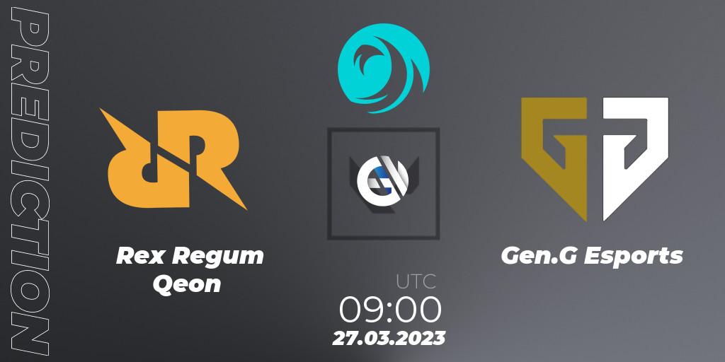 Prognose für das Spiel Rex Regum Qeon VS Gen.G Esports. 27.03.23. VALORANT - VCT 2023: Pacific League
