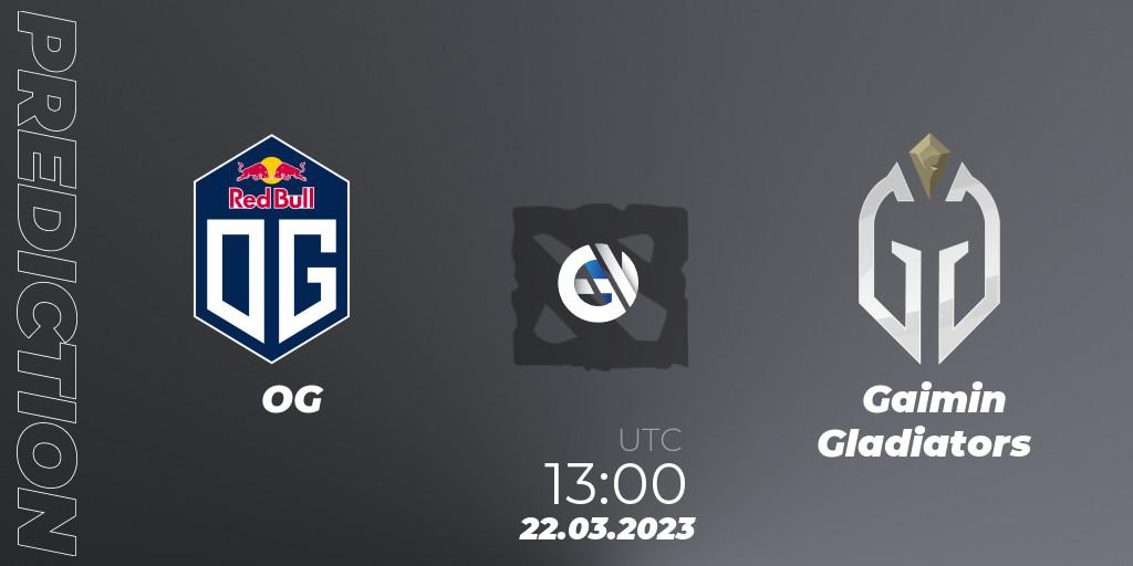 Prognose für das Spiel OG VS Gaimin Gladiators. 22.03.23. Dota 2 - DPC 2023 Tour 2: WEU Division I (Upper)