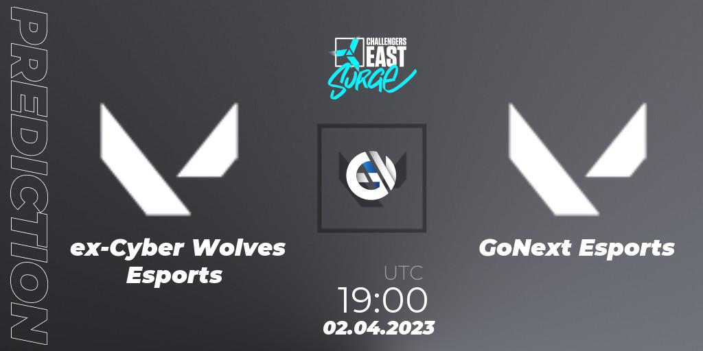Prognose für das Spiel ex-Cyber Wolves Esports VS GoNext Esports. 02.04.23. VALORANT - VALORANT Challengers 2023 East: Surge Split 2